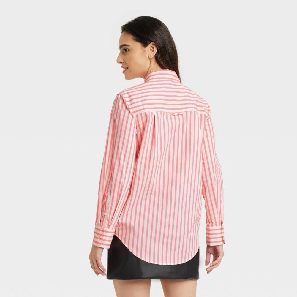 A New Day Slim Fit Boyfriend Tailored Long Sleeve Button Down Top